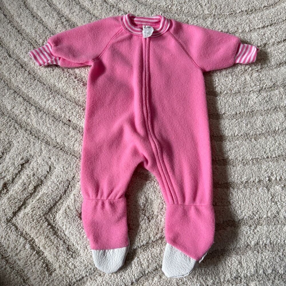 Vintage Pink Baby Fleece Footie Pajamas